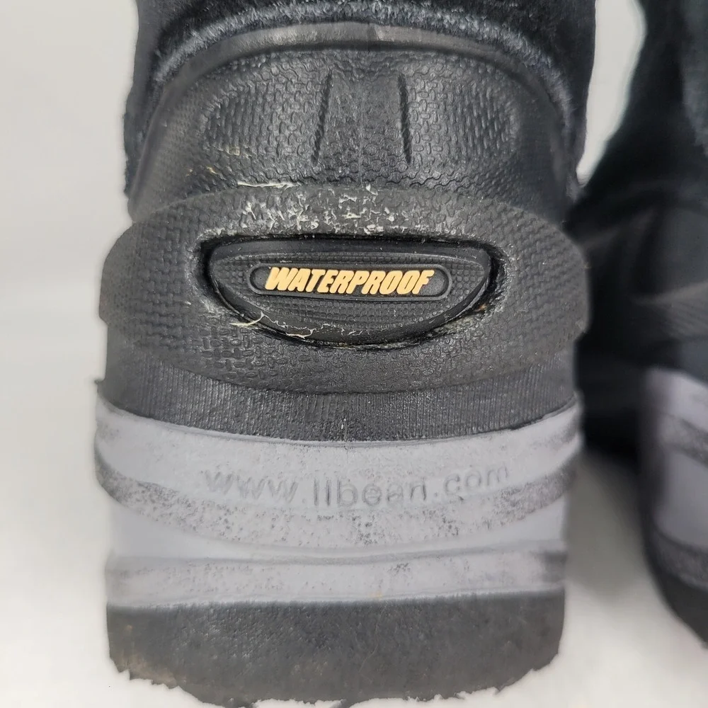 LL BEAN Boots Kids 11 Insulated Snow Boots Waterproof Black Suede Ski Snow Shoe